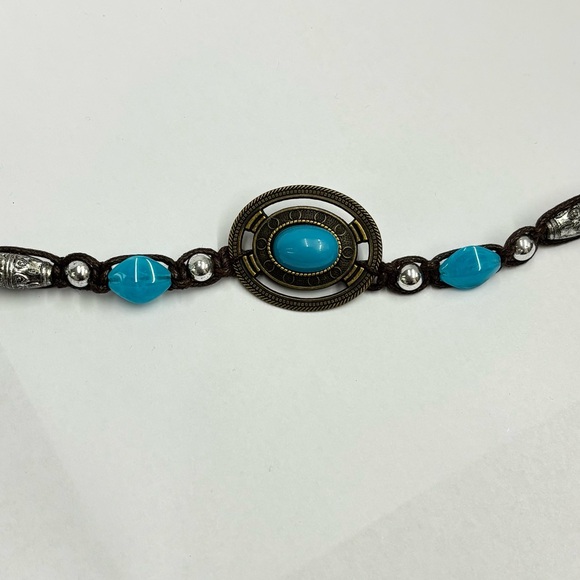 Vintage turquoise tie belt, 50" long - Picture 3 of 8